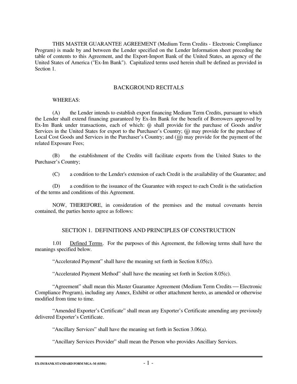 Form MGA-M Master Guarantee Agreement (Medium Term Credits - Electronic Compliance Program), Page 7