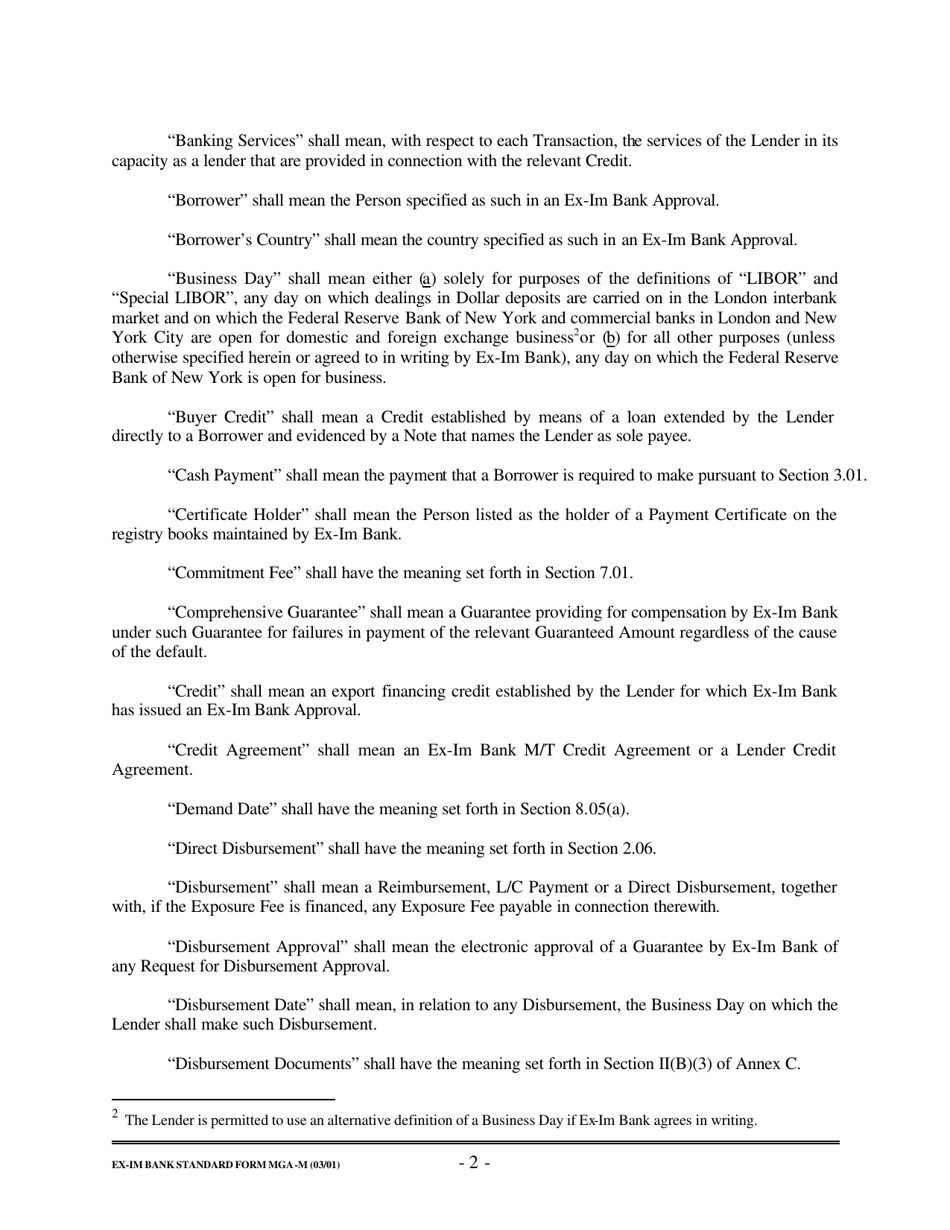 Form MGA-M Master Guarantee Agreement (Medium Term Credits - Electronic Compliance Program), Page 8
