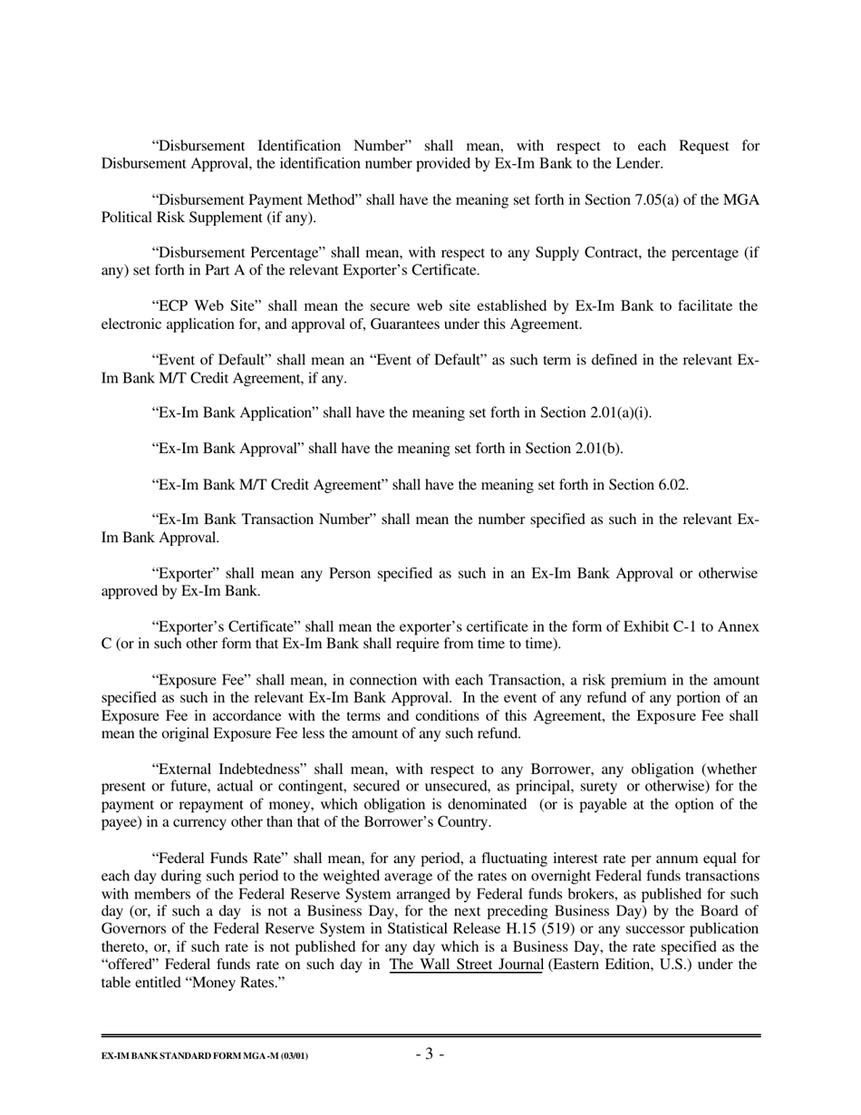 Form MGA-M Master Guarantee Agreement (Medium Term Credits - Electronic Compliance Program), Page 9