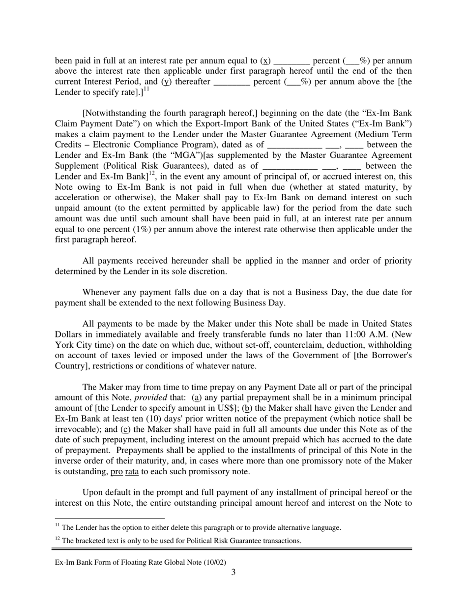 Form of Floating Rate Global Note, Page 3