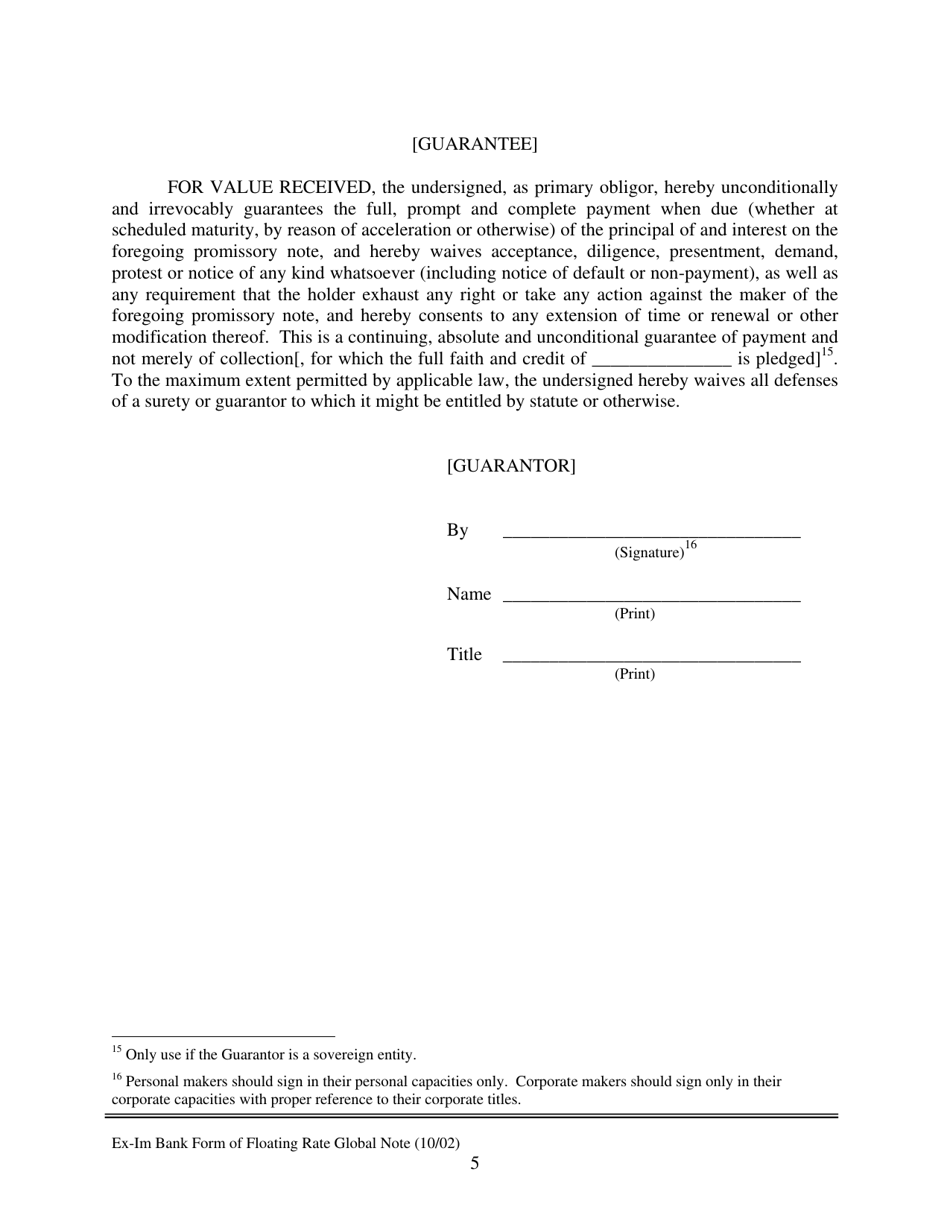 Form of Floating Rate Global Note, Page 5
