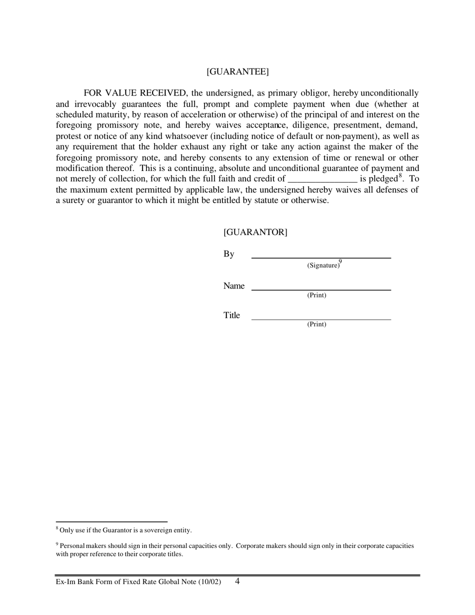 Form of Fixed Rate Global Note, Page 4