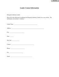 Document preview: Form EBD-W-16K Lender Contact Information