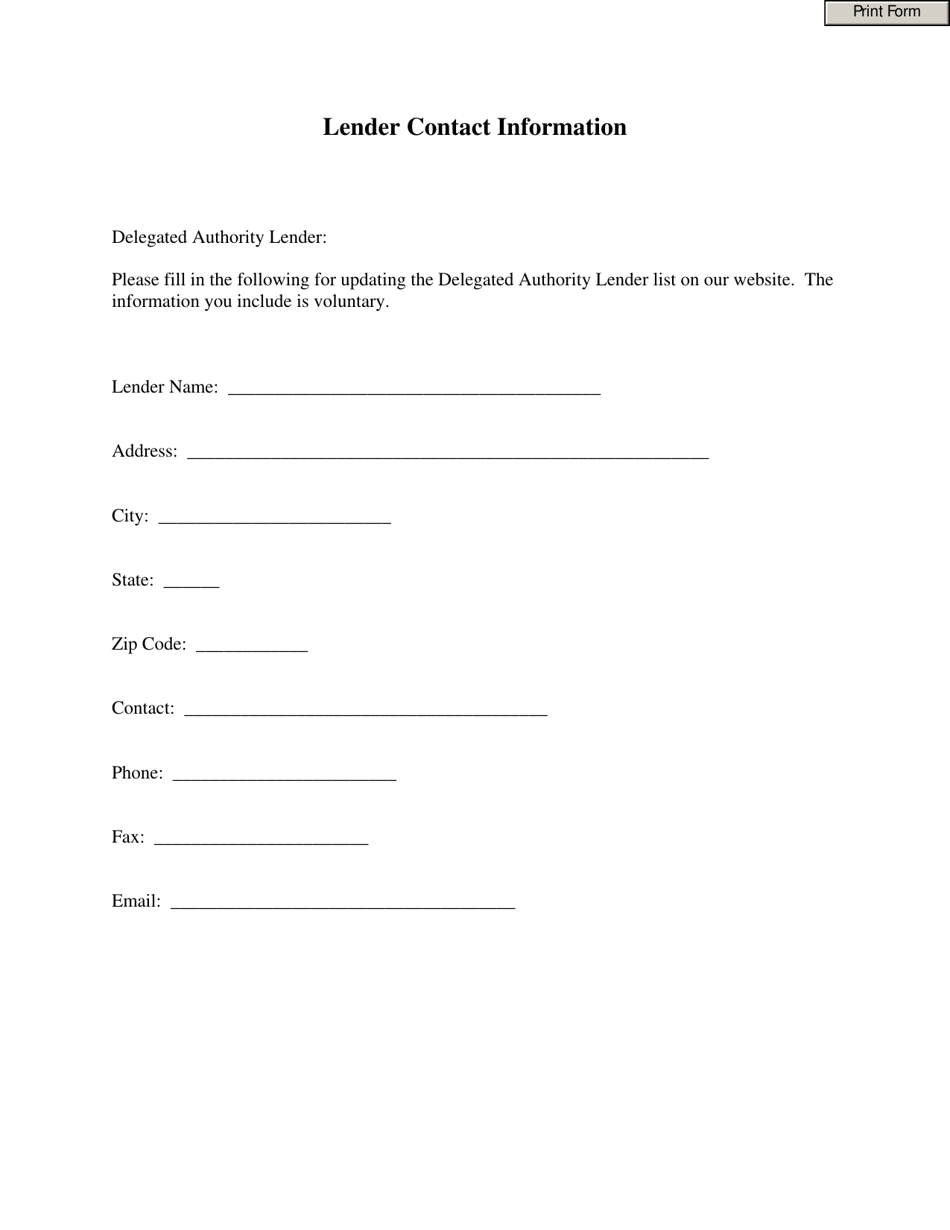 Form EBD-W-16K Lender Contact Information, Page 1
