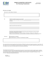 Form EIB15-04 Form of Exporter&#039;s Certificate (Co-financing Transactions)