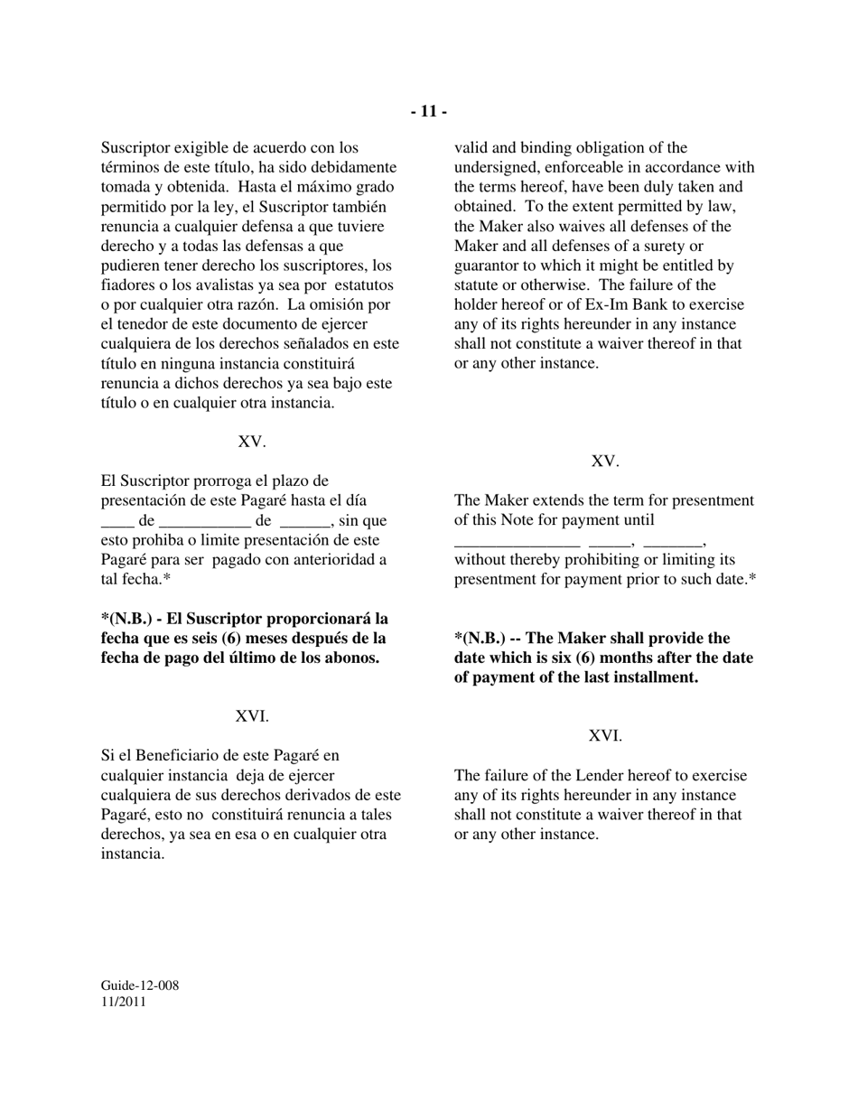 Form GUIDE-12-008 Form of Floating Rate Single Disbursement Note (Mexico) (English / Spanish), Page 11