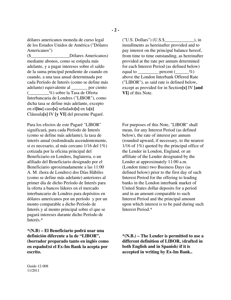 Form GUIDE-12-008 Form of Floating Rate Single Disbursement Note (Mexico) (English / Spanish), Page 2