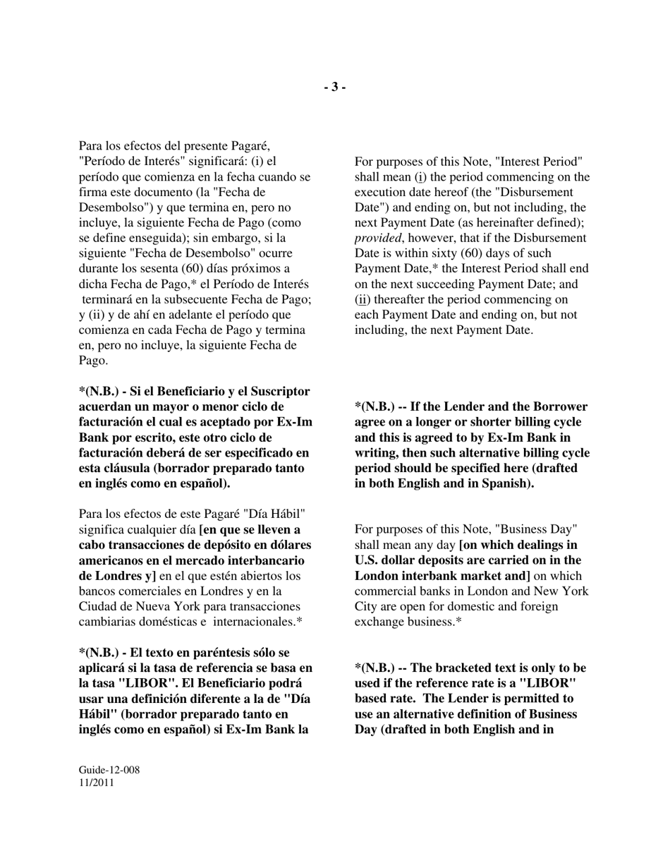Form GUIDE-12-008 Form of Floating Rate Single Disbursement Note (Mexico) (English / Spanish), Page 3