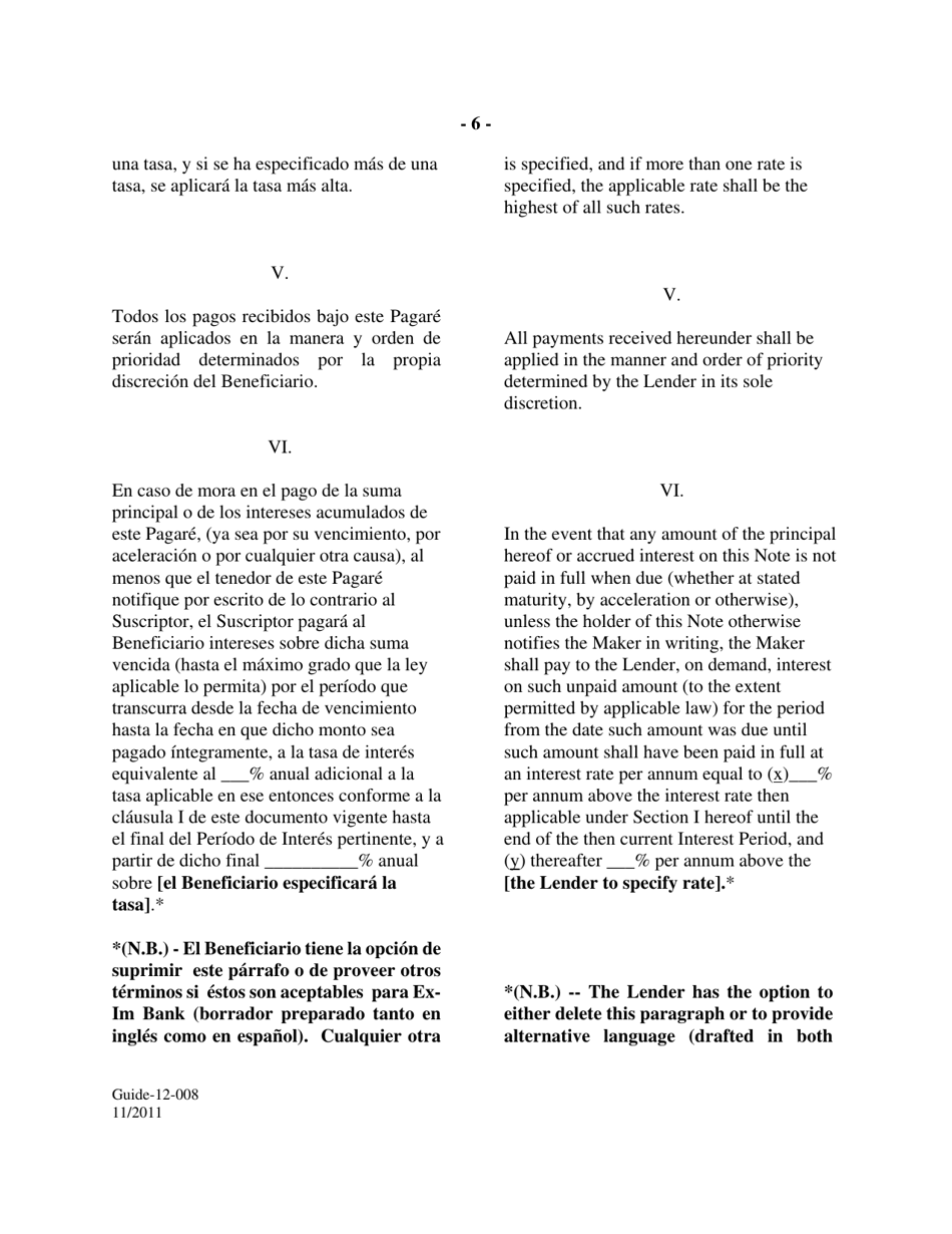 Form GUIDE-12-008 Form of Floating Rate Single Disbursement Note (Mexico) (English / Spanish), Page 6