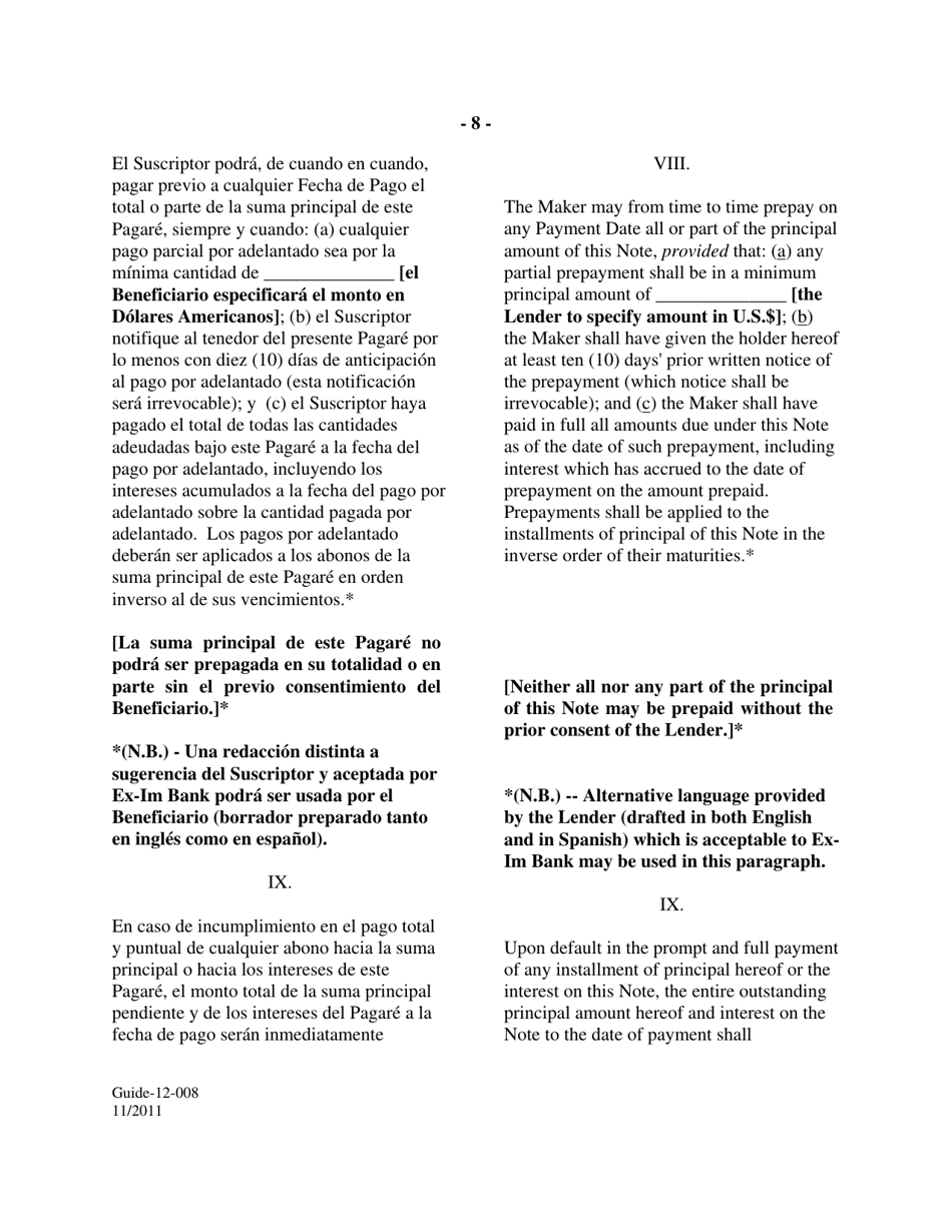 Form GUIDE-12-008 Form of Floating Rate Single Disbursement Note (Mexico) (English / Spanish), Page 8