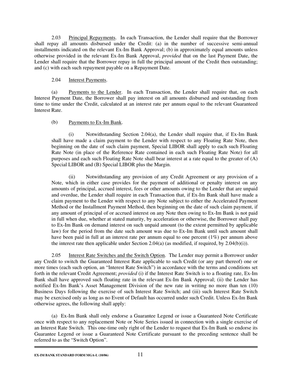 Form MGA-L Master Guarantee Agreement (Long Term Credits), Page 17