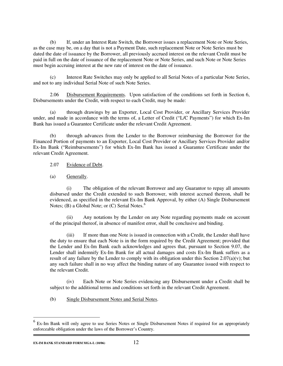 Form MGA-L Master Guarantee Agreement (Long Term Credits), Page 18