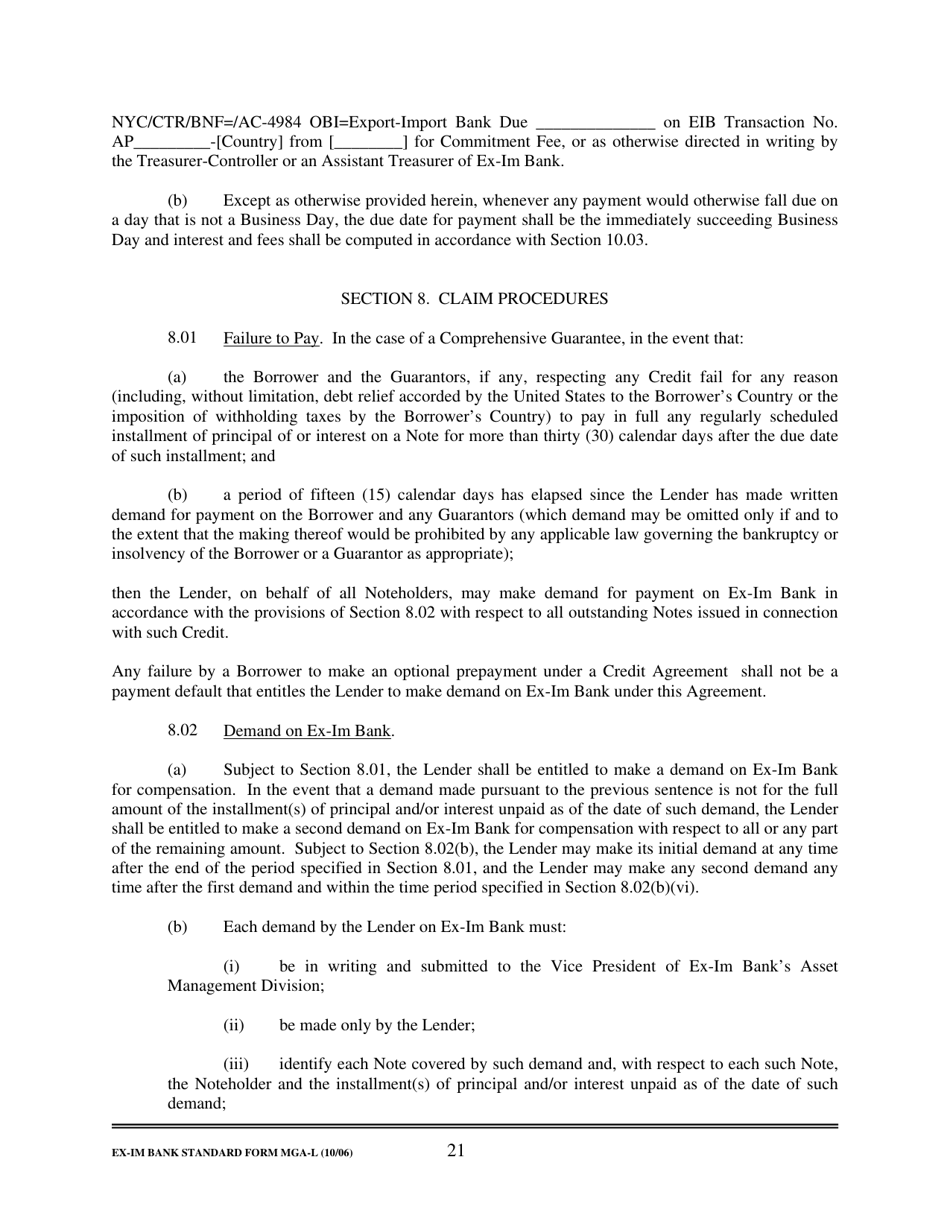 Form MGA-L Master Guarantee Agreement (Long Term Credits), Page 27