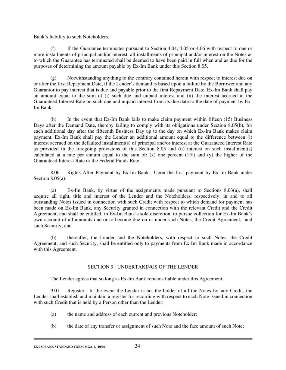 Form MGA-L Master Guarantee Agreement (Long Term Credits), Page 30