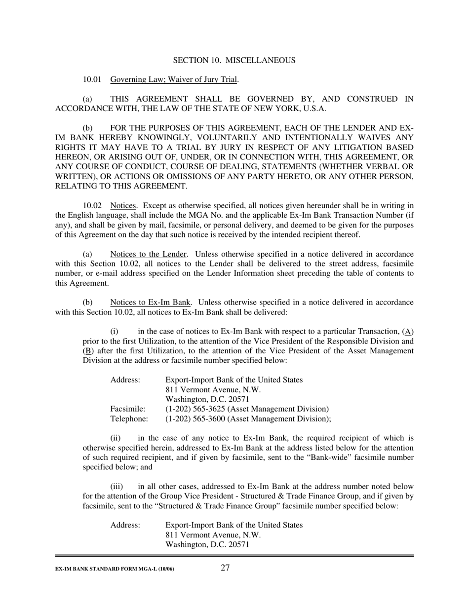 Form MGA-L Master Guarantee Agreement (Long Term Credits), Page 33