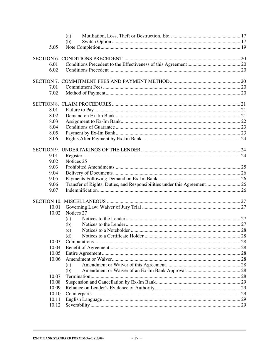Form MGA-L Master Guarantee Agreement (Long Term Credits), Page 5
