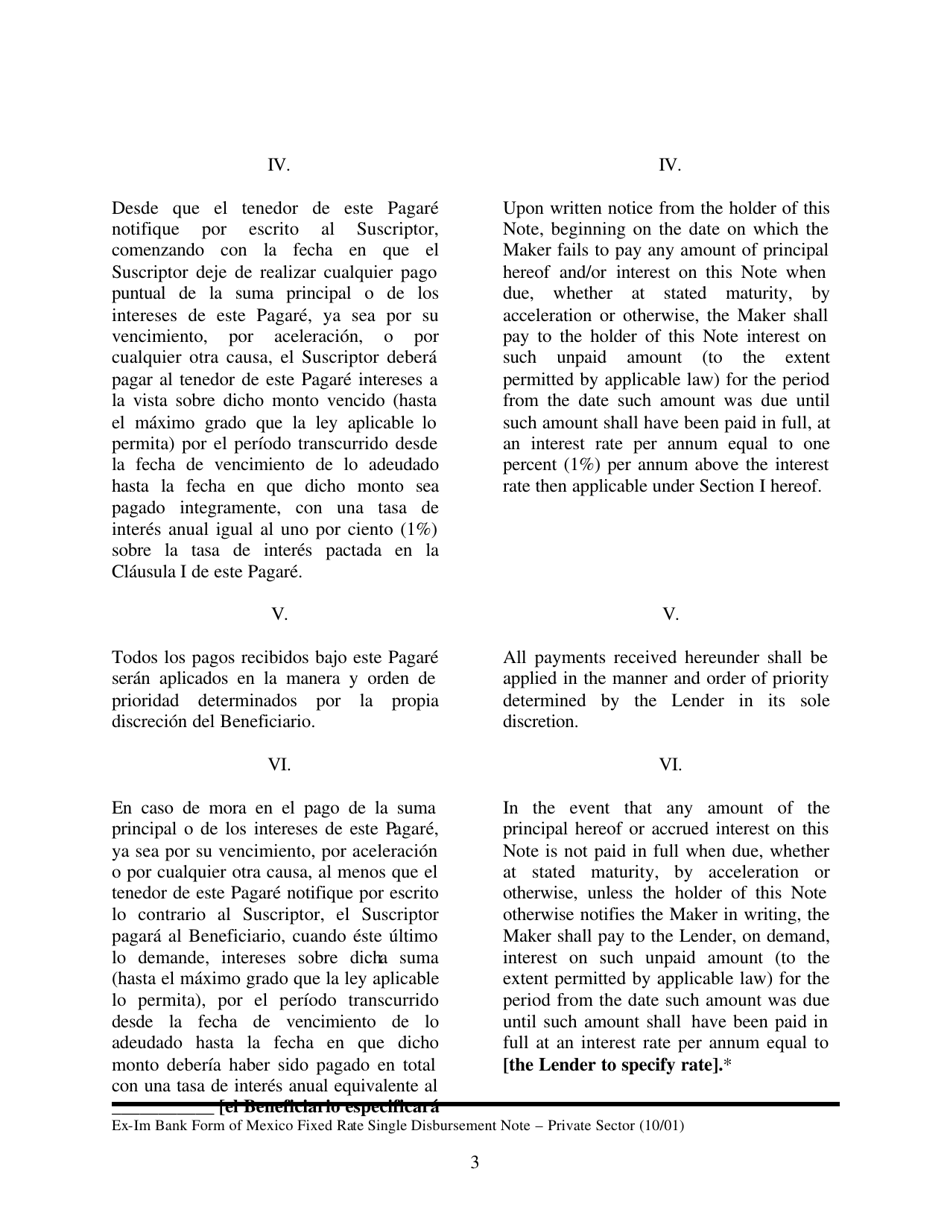 Annex A-2 Form of Fixed Rate Single Disbursement Note (Mexico) (English / Spanish), Page 3