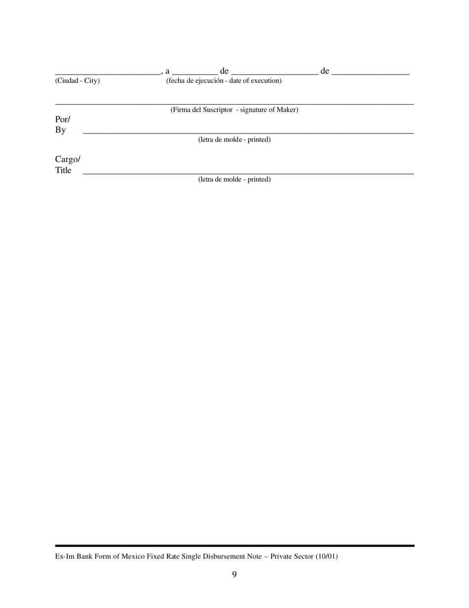 Annex A-2 Form of Fixed Rate Single Disbursement Note (Mexico) (English / Spanish), Page 9