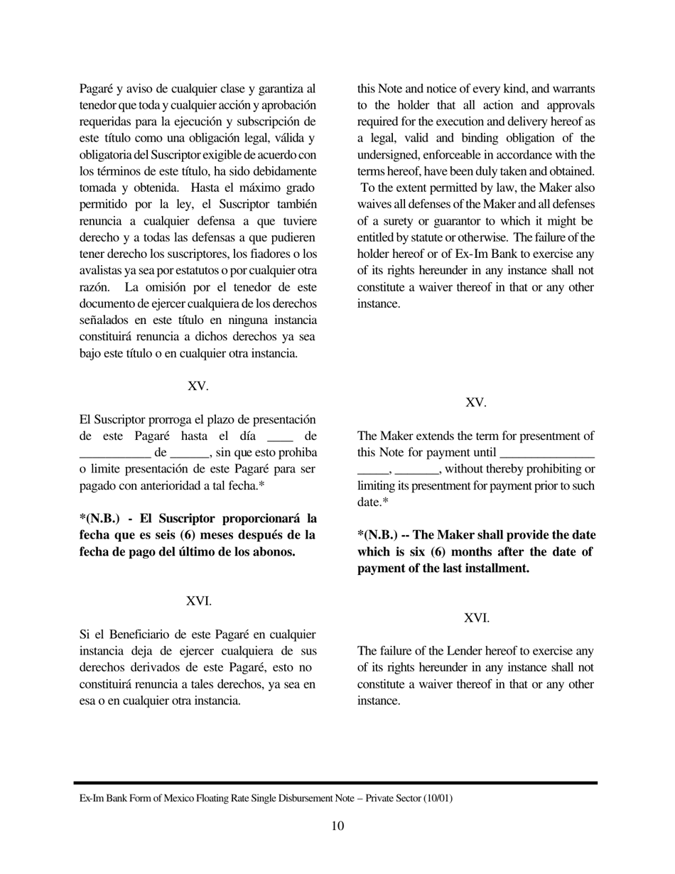 Annex A-1 Form of Floating Rate Single Disbursement (Mexico) (English / Spanish), Page 10