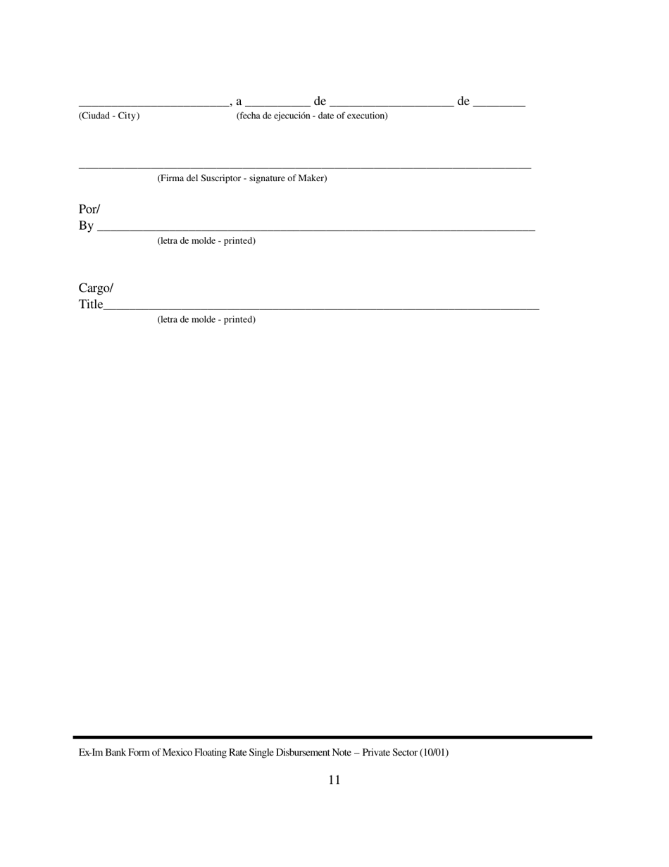 Annex A-1 Form of Floating Rate Single Disbursement (Mexico) (English / Spanish), Page 11