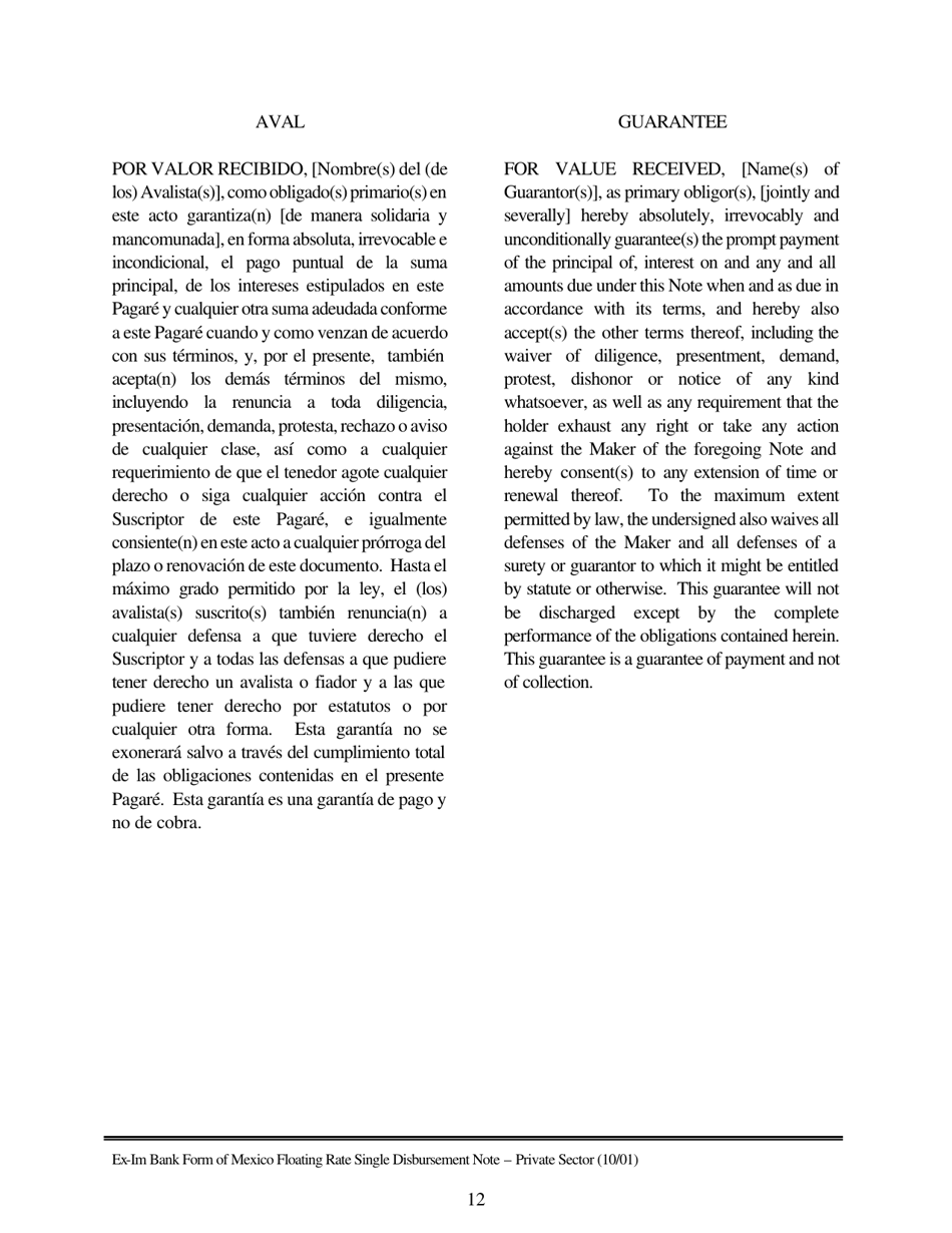 Annex A-1 Form of Floating Rate Single Disbursement (Mexico) (English / Spanish), Page 12