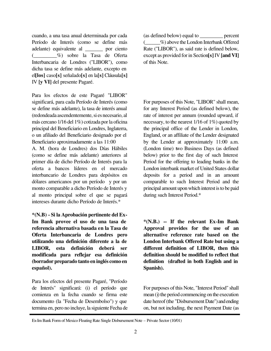 Annex A-1 Form of Floating Rate Single Disbursement (Mexico) (English / Spanish), Page 2