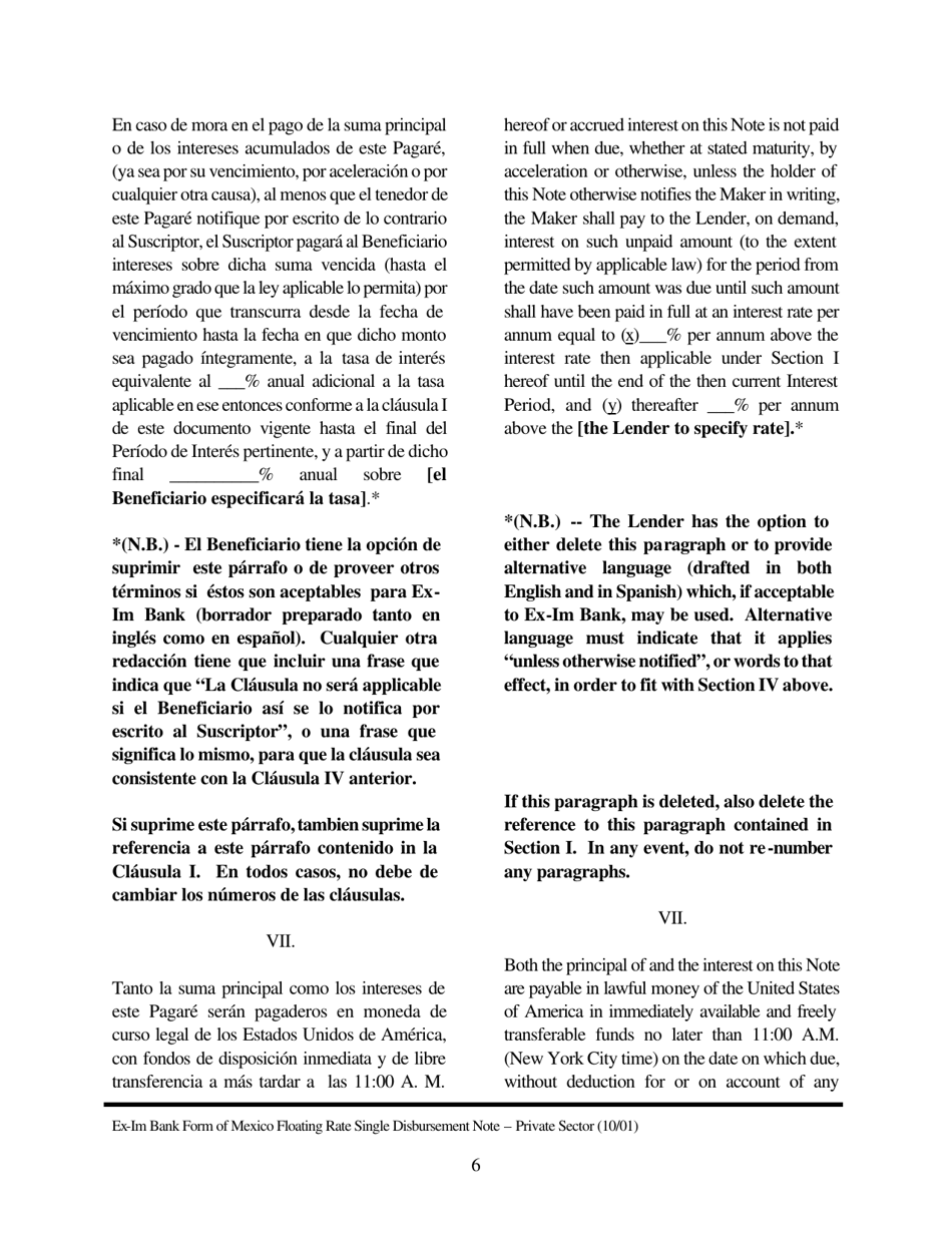 Annex A-1 Form of Floating Rate Single Disbursement (Mexico) (English / Spanish), Page 6