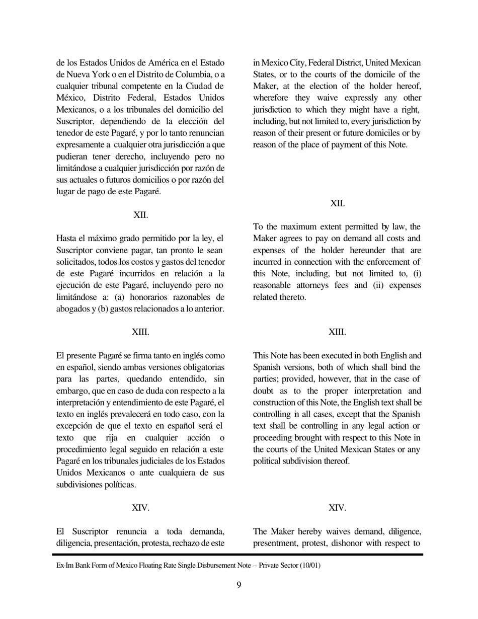 Annex A-1 Form of Floating Rate Single Disbursement (Mexico) (English / Spanish), Page 9