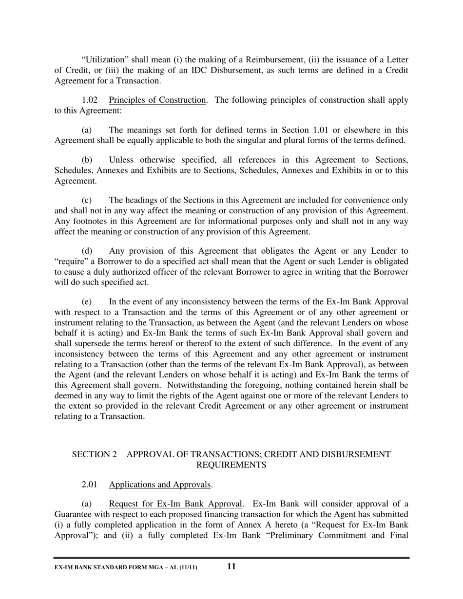 Form MGA-AL Master Guarantee Agreement (Agency - Long Term Credits), Page 16