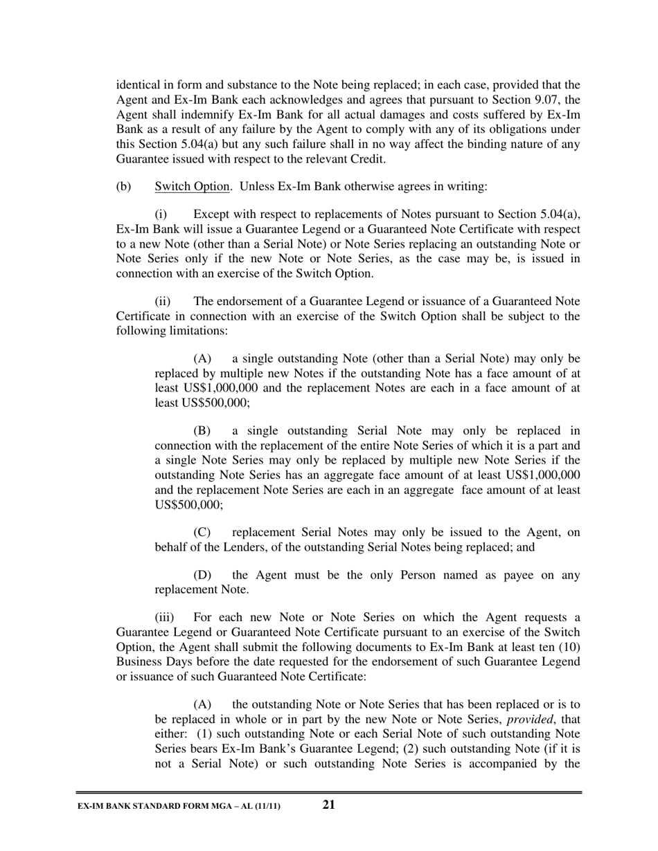 Form MGA-AL Master Guarantee Agreement (Agency - Long Term Credits), Page 26