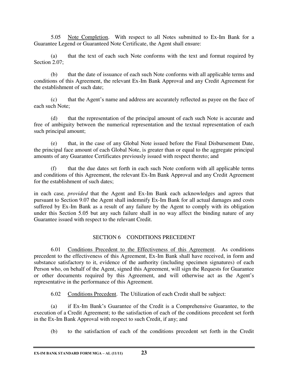 Form MGA-AL Master Guarantee Agreement (Agency - Long Term Credits), Page 28