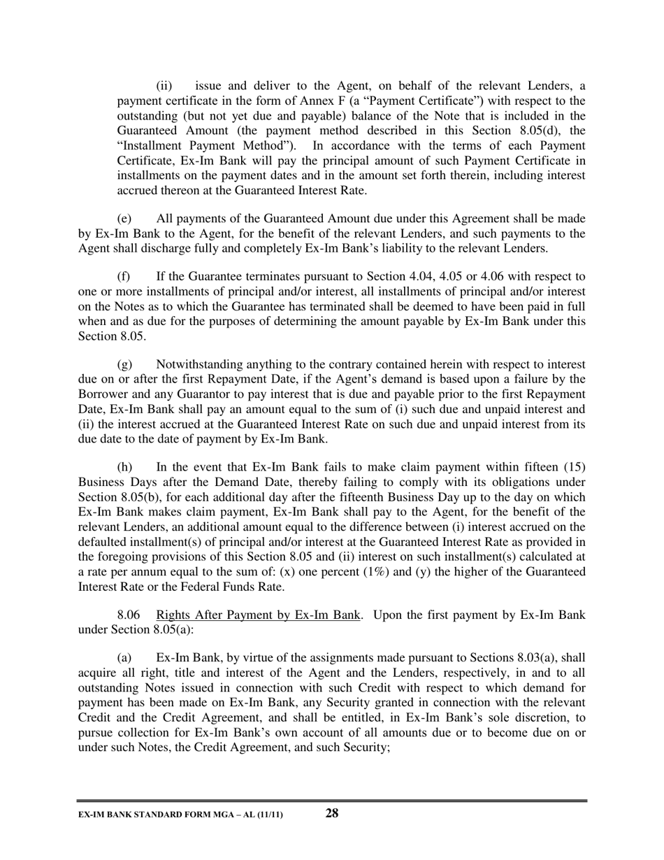 Form MGA-AL Master Guarantee Agreement (Agency - Long Term Credits), Page 33