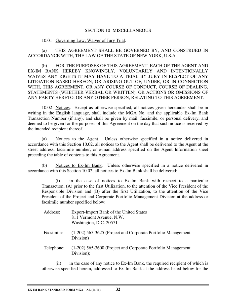 Form MGA-AL Master Guarantee Agreement (Agency - Long Term Credits), Page 37