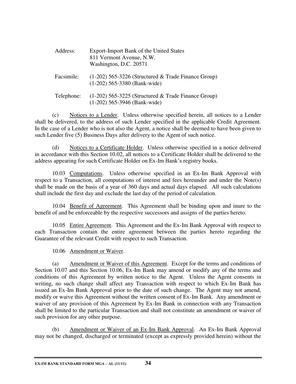 Form MGA-AL Master Guarantee Agreement (Agency - Long Term Credits), Page 39