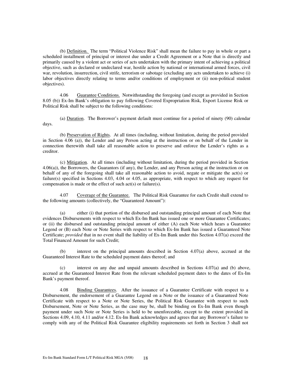 Form MGA-LP Master Guarantee Agreement (Long Term Political Risk Guarantees), Page 23