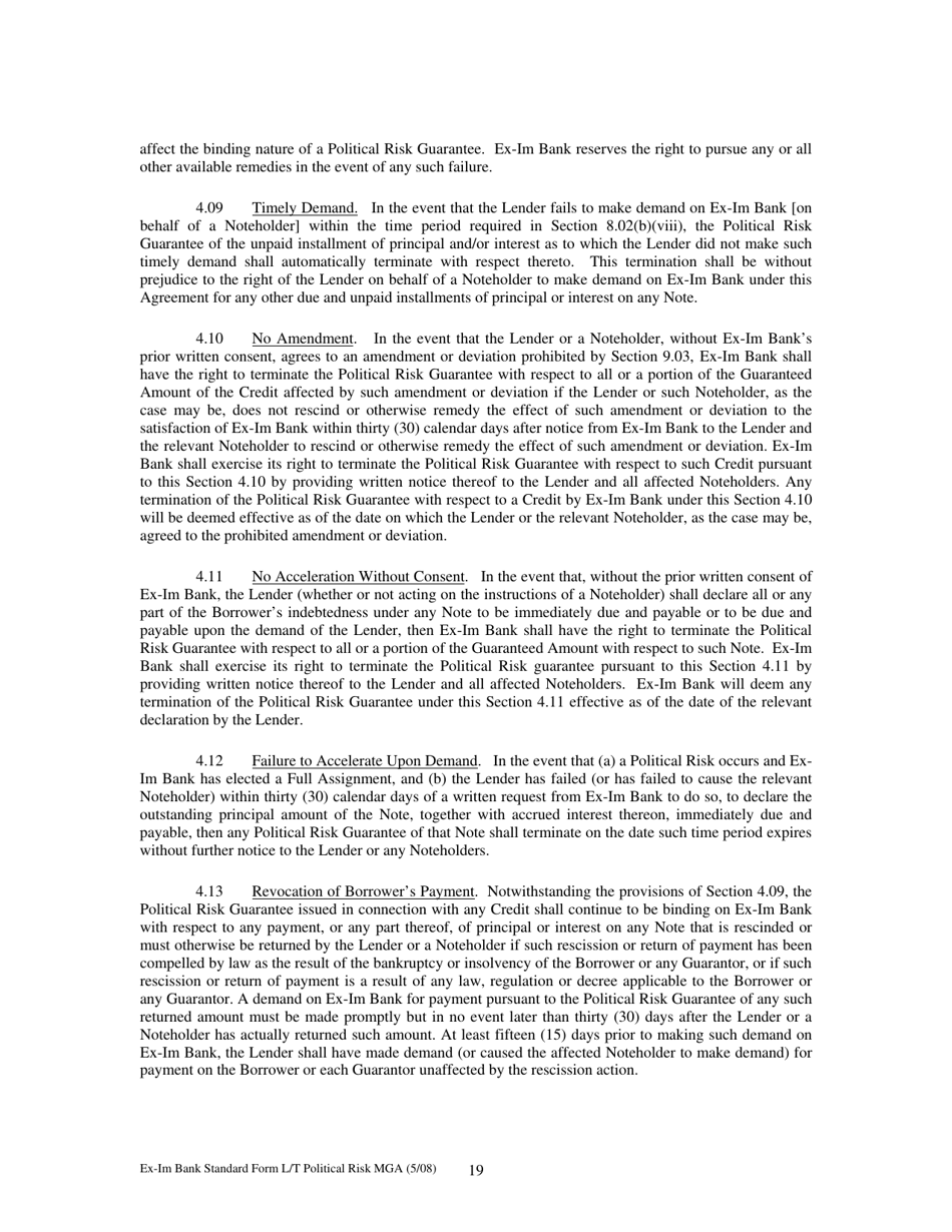 Form MGA-LP Master Guarantee Agreement (Long Term Political Risk Guarantees), Page 24