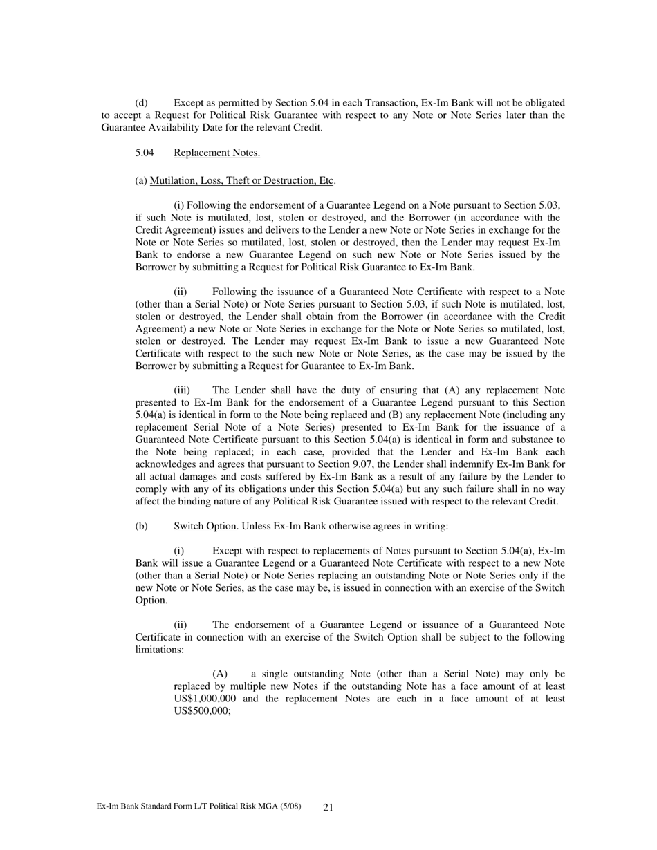 Form MGA-LP Master Guarantee Agreement (Long Term Political Risk Guarantees), Page 26