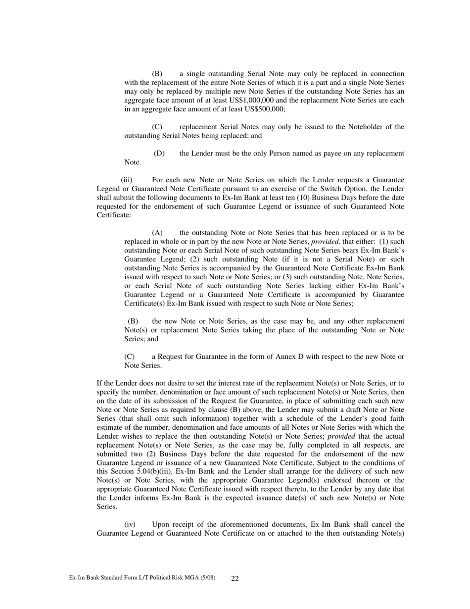 Form MGA-LP Master Guarantee Agreement (Long Term Political Risk Guarantees), Page 27