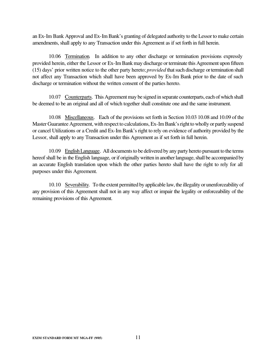Form MGA-FF Master Guarantee Agreement - Finance Lease Foreign Currency Supplement (Medium Term Credits - Electronic Compliance Program), Page 16