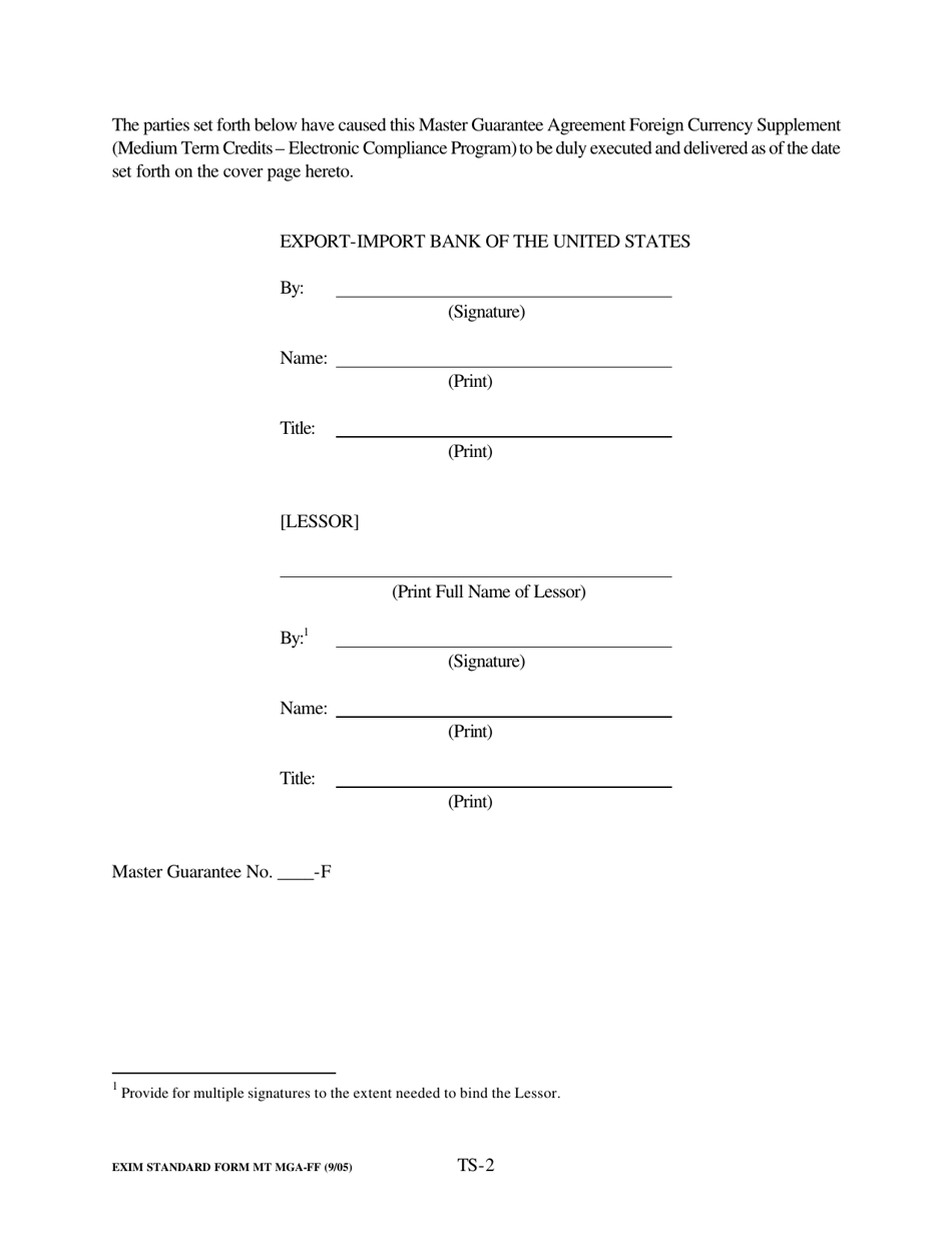 Form MGA-FF Master Guarantee Agreement - Finance Lease Foreign Currency Supplement (Medium Term Credits - Electronic Compliance Program), Page 3