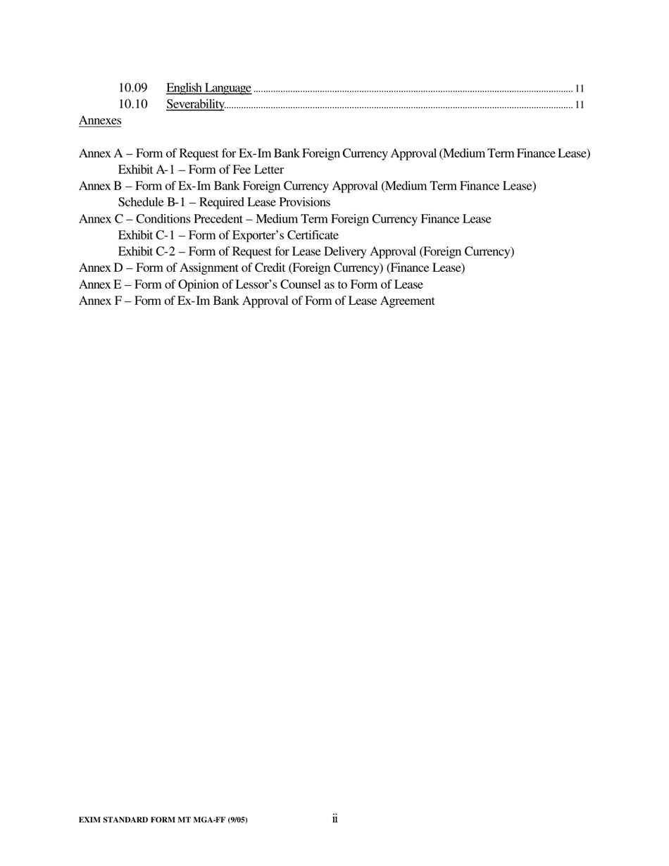 Form MGA-FF Master Guarantee Agreement - Finance Lease Foreign Currency Supplement (Medium Term Credits - Electronic Compliance Program), Page 5
