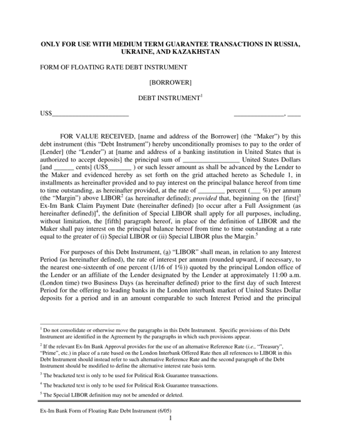 Form Of Floating Rate Debt Instrument Fill Out Sign Online And 