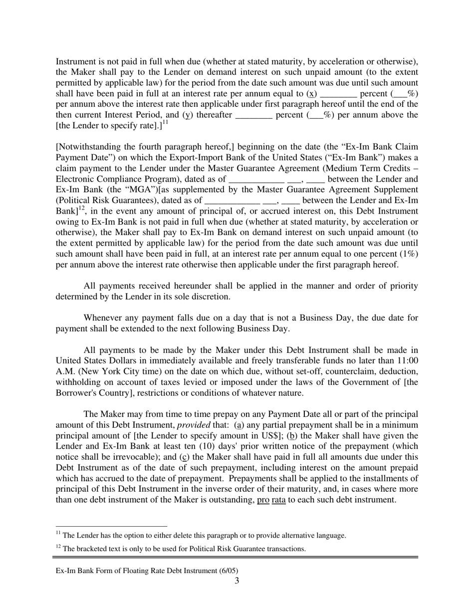 Form of Floating Rate Debt Instrument, Page 3