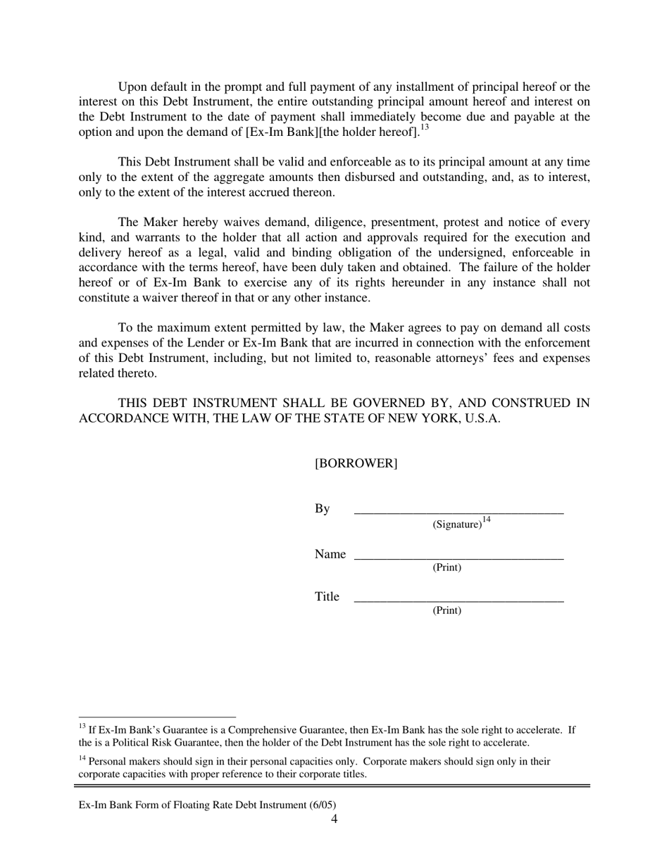 Form of Floating Rate Debt Instrument, Page 4