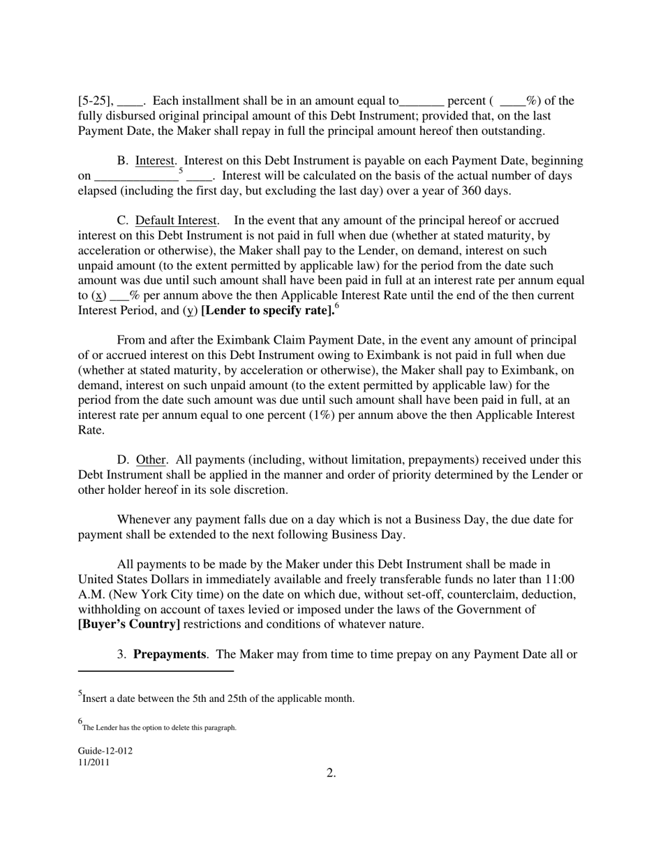 Form GUIDE-12-012 Specimen Debt Instrument - Multiple Disbursement Grid Debt Instrument (Russia, Ukraine, and Kazaksthan), Page 2