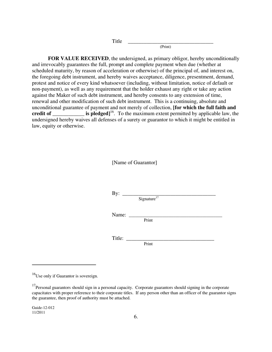Form GUIDE-12-012 Specimen Debt Instrument - Multiple Disbursement Grid Debt Instrument (Russia, Ukraine, and Kazaksthan), Page 6