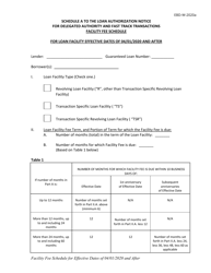 Form EBD-W-2020A Schedule A &quot;Schedule to the Loan Authorization Notice for Delegated Authority and Fast Track Transactions Facility Fee Schedule (For Loan Facility Effective Dates of 04/01/2020 and After)&quot;
