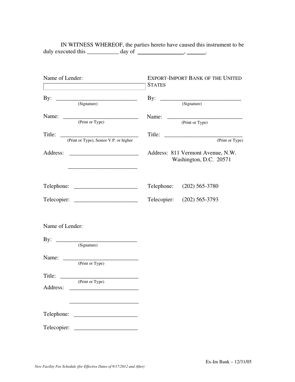 Form EBD-W-23E Schedule A Schedule to the Fast Track Loan Authorization Agreement for Loan Facility Effective Dates of 9 / 17 / 12 and After, Page 5