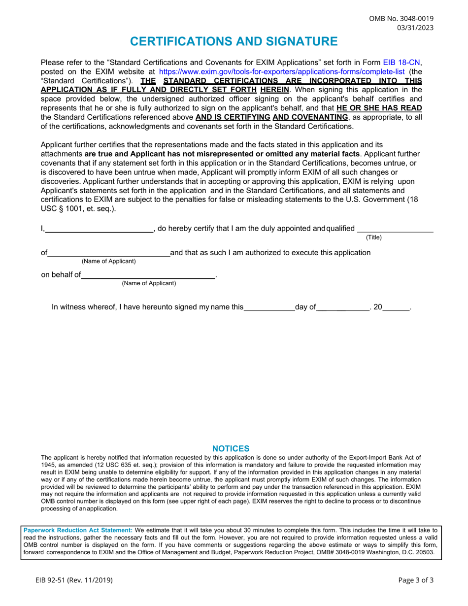 Form EIB92-51 Application for Special Buyer Credit Limit (Sbcl) Under Multi-Buyer Export Credit Insurance Policies, Page 3
