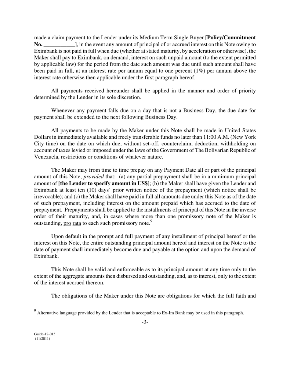 Form GUIDE-12-015 Form of Floating Rate Global Note for Medium Term Sovereign Transactions in Venezuela (Insurance), Page 3